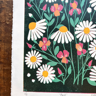 April Birth Month Flower Original Reduction Print - No. 5