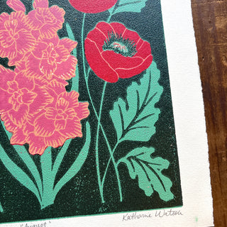 August Birth Month Flower Original Reduction Print - No. 5