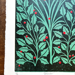 December Birth Month Flower Original Reduction Print - No. 3