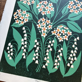 May Birth Month Flower Original Reduction Print - No. 3