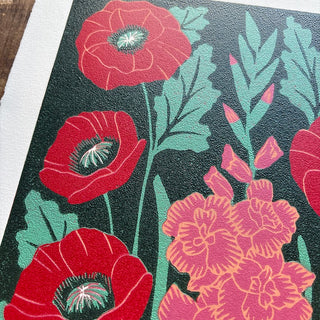 August Birth Month Flower Original Reduction Print - No. 4