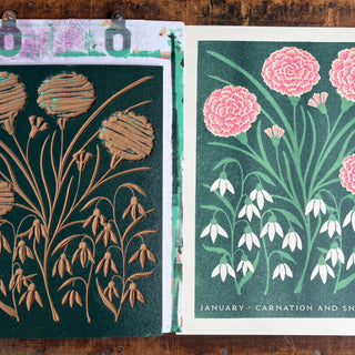 Birth Month Flowers Risograph Print: January