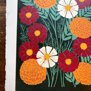 October Birth Month Flower Original Reduction Print - No. 4
