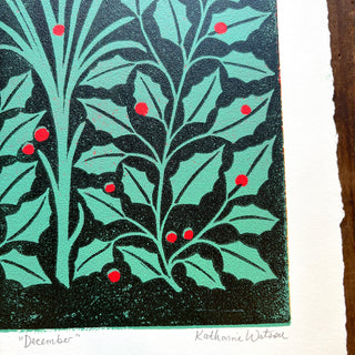 December Birth Month Flower Original Reduction Print - No. 3