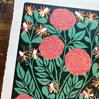 June Birth Month Flower Original Reduction Print - No. 1
