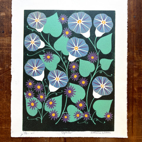 September Birth Month Flower Original Reduction Print - No. 2