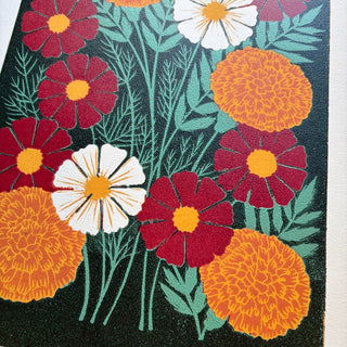 October Birth Month Flower Original Reduction Print - No. 5
