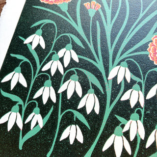January Birth Month Flower Original Reduction Print - No. 4
