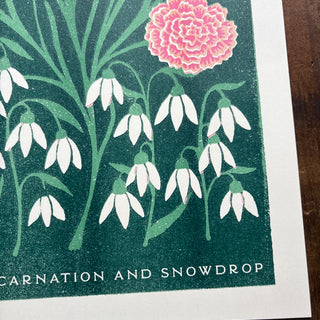 Birth Month Flowers Risograph Print: January
