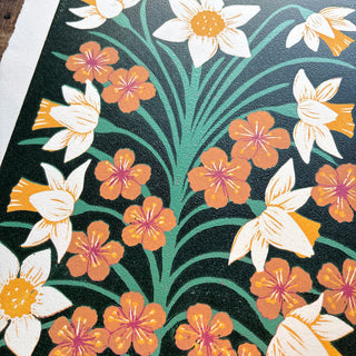 March Birth Month Flower Original Reduction Print - No. 4