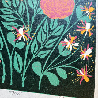 June Birth Month Flower Original Reduction Print - No. 1