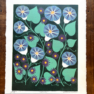 September Birth Month Flower Original Reduction Print - No. 4