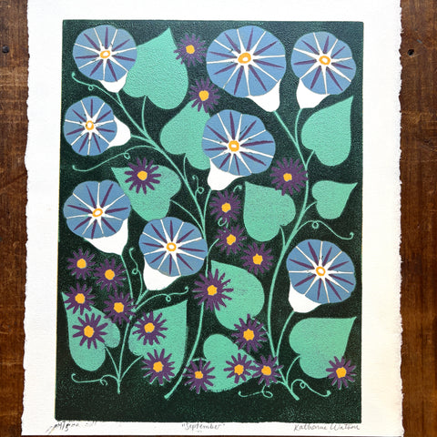 September Birth Month Flower Original Reduction Print - No. 4