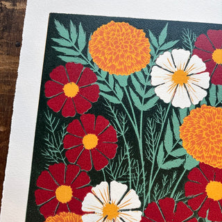 October Birth Month Flower Original Reduction Print - No. 3