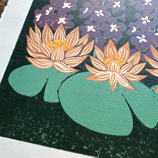 July Birth Month Flower Original Reduction Print - No. 3