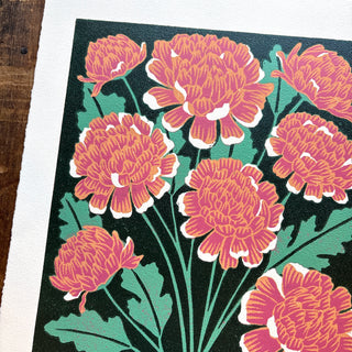 November Birth Month Flower Original Reduction Print - No. 4