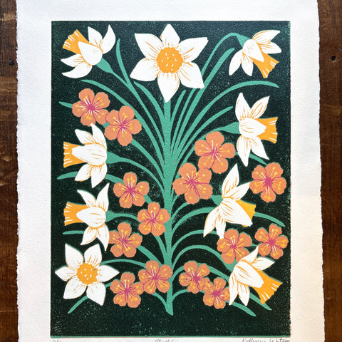 March Birth Month Flower Original Reduction Print - No. 2