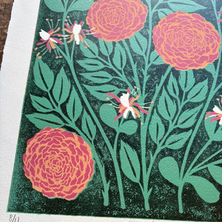 June Birth Month Flower Original Reduction Print - No. 8