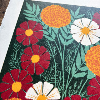 October Birth Month Flower Original Reduction Print - No. 4