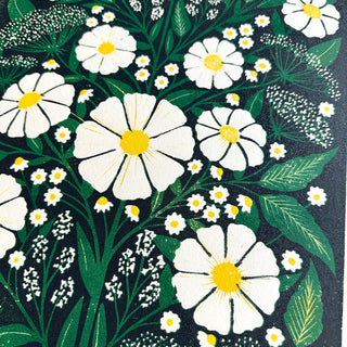 Framed Hand Block Printed Cosmos Reduction Print, No. 32