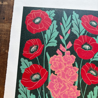 August Birth Month Flower Original Reduction Print - No. 3