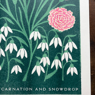 Birth Month Flowers Risograph Print: January