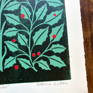 December Birth Month Flower Original Reduction Print - No. 2