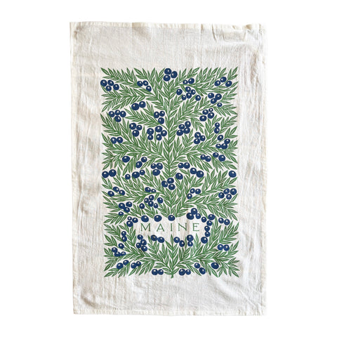 Maine Wild Blueberries Tea Towel