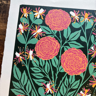 June Birth Month Flower Original Reduction Print - No. 6