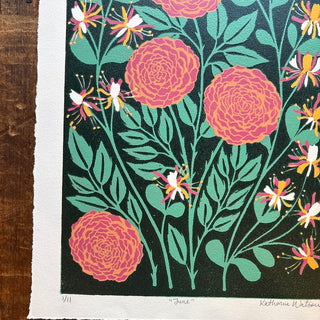 June Birth Month Flower Original Reduction Print - No. 1