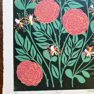 June Birth Month Flower Original Reduction Print - No. 3