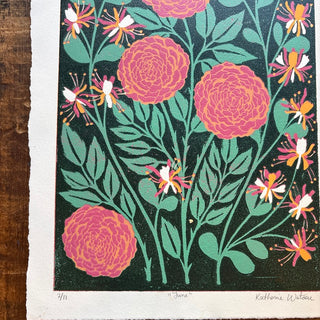 June Birth Month Flower Original Reduction Print - No. 2
