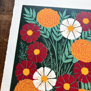 October Birth Month Flower Original Reduction Print - No. 6