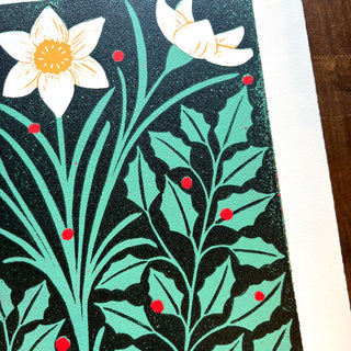 December Birth Month Flower Original Reduction Print - No. 6