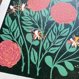 June Birth Month Flower Original Reduction Print - No. 3
