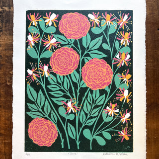June Birth Month Flower Original Reduction Print - No. 6