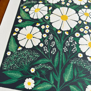 Hand Block Printed Cosmos Reduction Print, No. 15