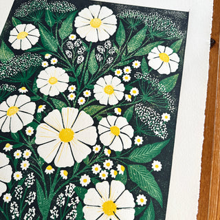 Hand Block Printed Cosmos Reduction Print, No. 21