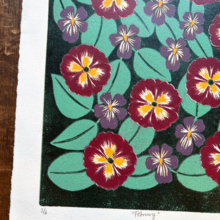 February Birth Month Flower Original Reduction Print - No. 2