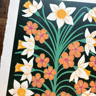 March Birth Month Flower Original Reduction Print - No. 4
