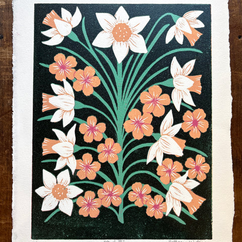 March II Birth Month Flower Original Reduction Print - No. 4