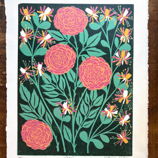 June Birth Month Flower Original Reduction Print - No. 4