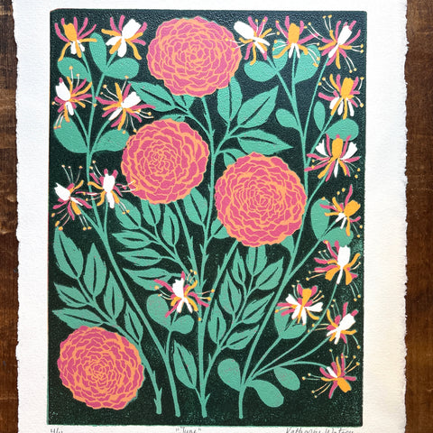 June Birth Month Flower Original Reduction Print - No. 4