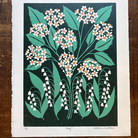 May Birth Month Flower Original Reduction Print - No. 4