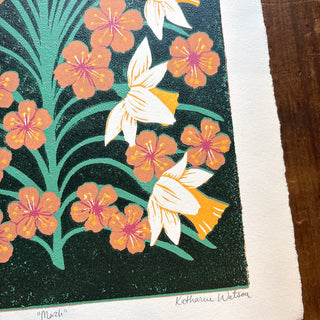 March Birth Month Flower Original Reduction Print - No. 2