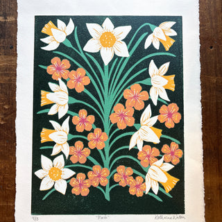 March Birth Month Flower Original Reduction Print - No. 4