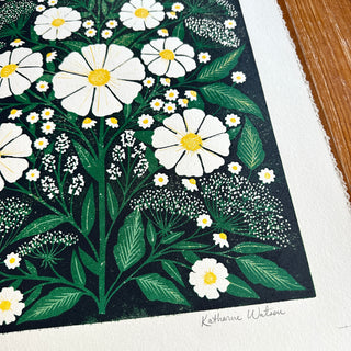 Hand Block Printed Cosmos Reduction Print, No. 17