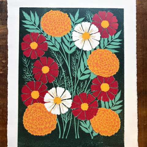 October Birth Month Flower Original Reduction Print - No. 1