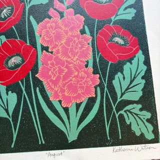 August Birth Month Flower Original Reduction Print - No. 1
