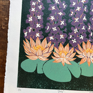 July Birth Month Flower Original Reduction Print - No. 3